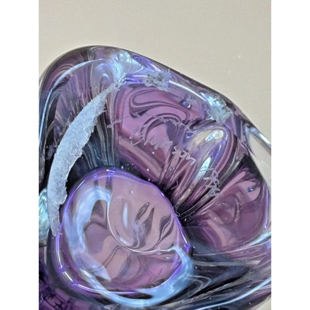 Ed Branson 1994 Signed Purple Amethyst Hand Blown Studio Art Glass Bud Vase 6.25